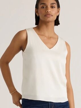 Quince Washable Stretch Silk Tank in Ivory
